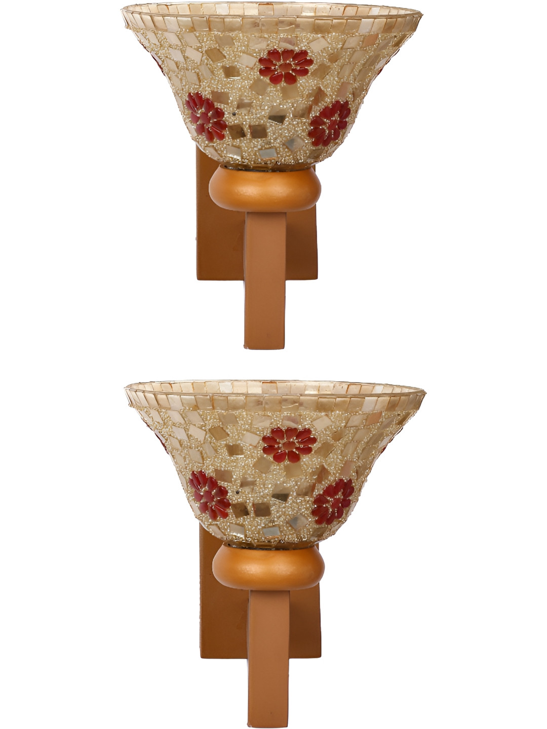 

Afast Gold Toned & Red 2 Pieces Printed Triangle Shaped Glass Wall Lamp