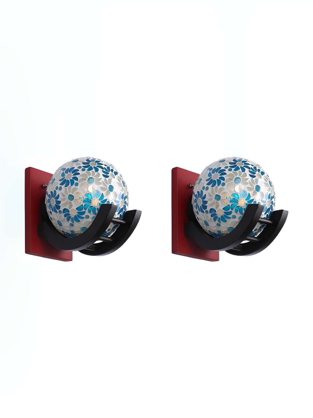 

Afast White & Blue 2 Pieces Printed Spherical Shaped Glass Wall Lamp