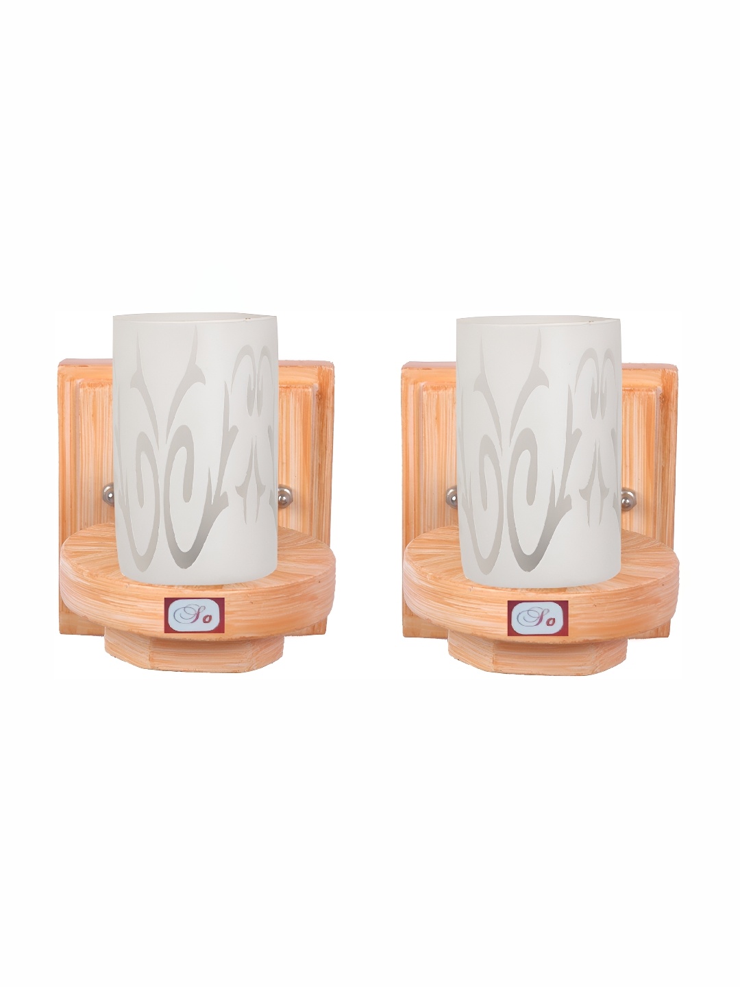 

Afast White & Brown 2 Pieces Printed Cylindrical Shaped Glass Wall Lamp