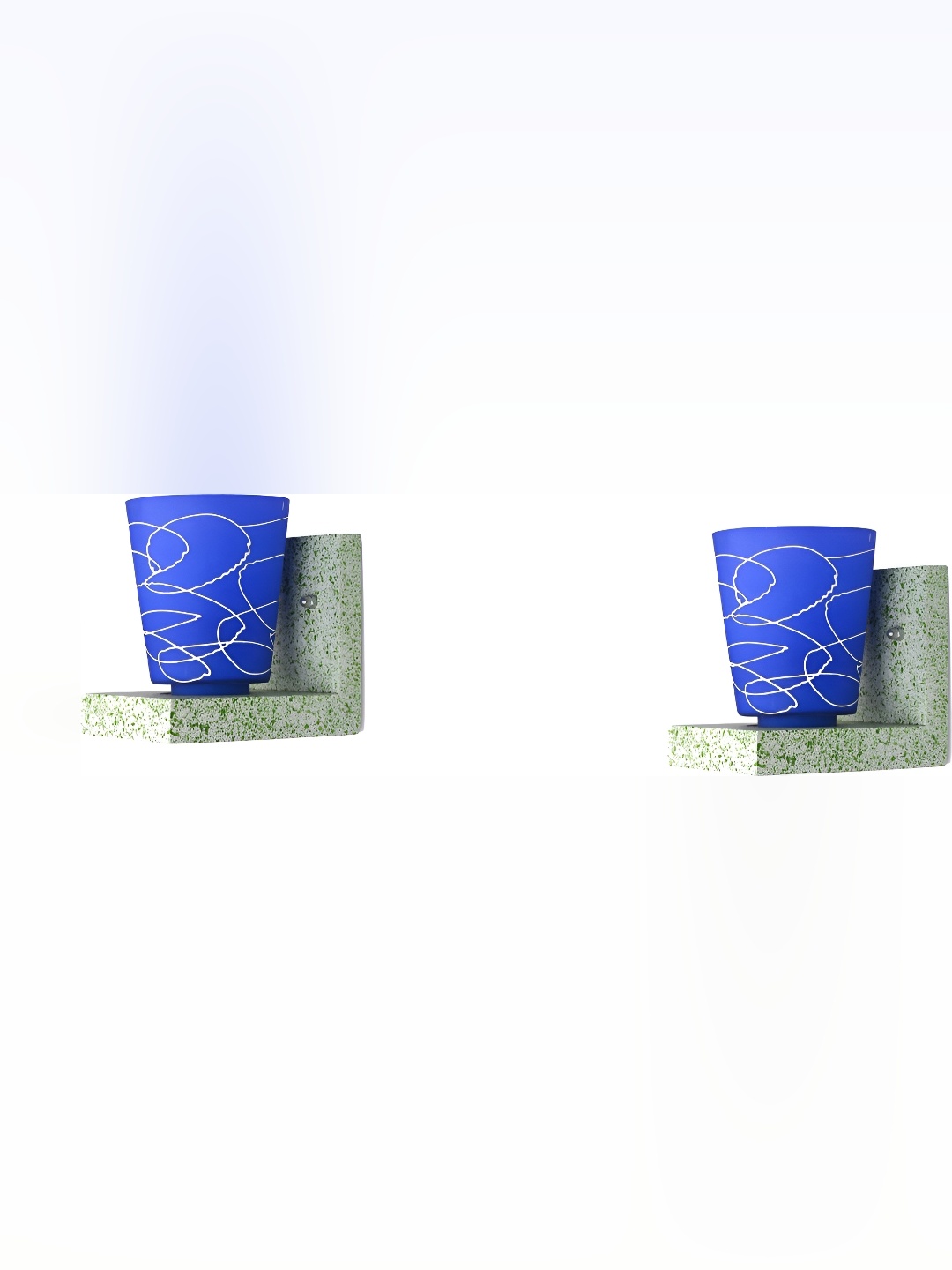 

Afast White & Blue 2 Pieces Printed Cylindrical Shaped Glass Wall Lamp