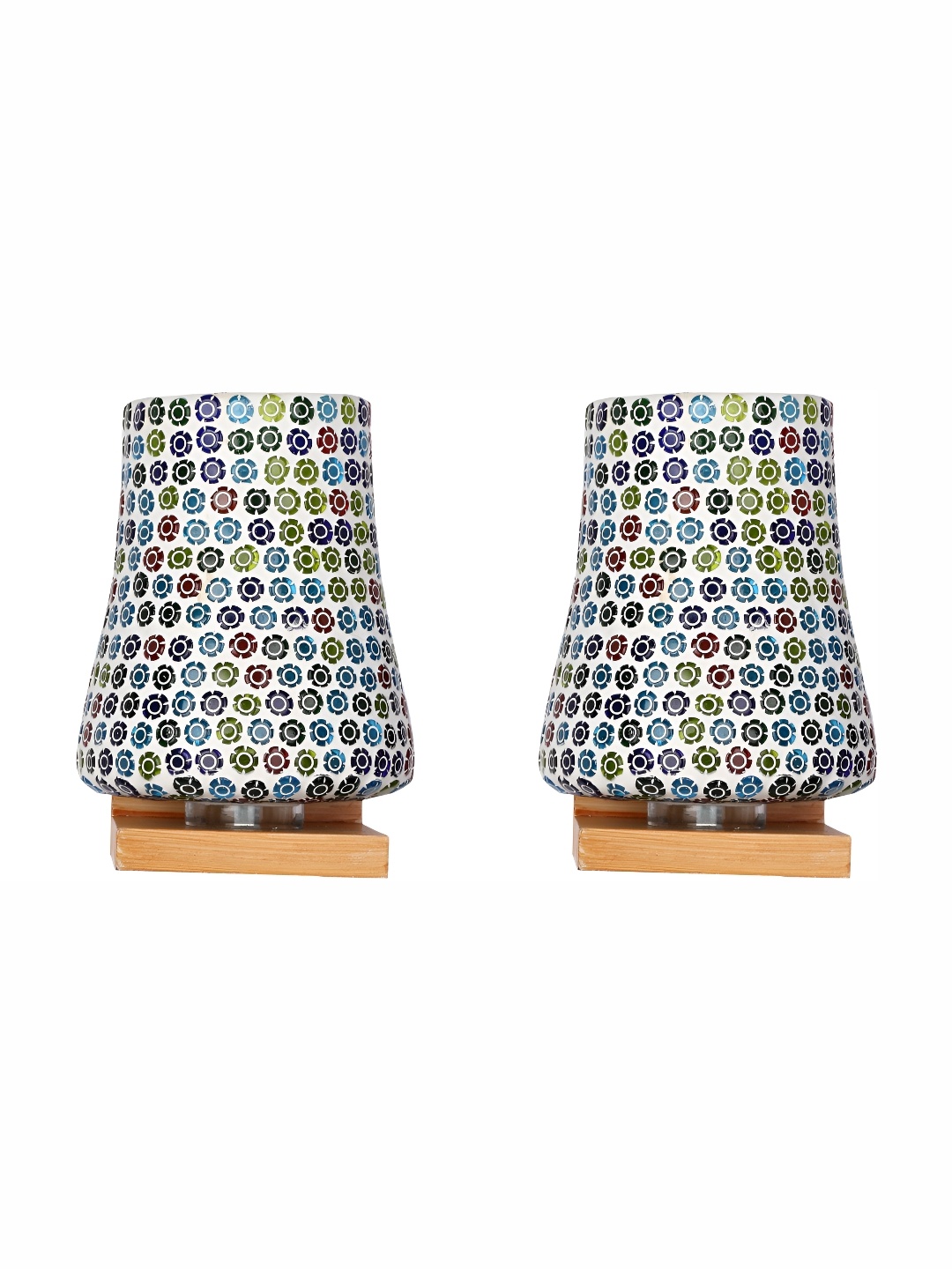 

Afast White & Blue 2 Pieces Printed Cylindrical Shaped Glass Wall Lamp