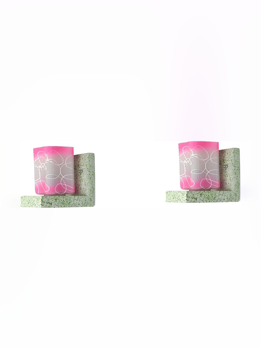 

Afast White & Pink 2 Pieces Printed Rectangle Shaped Glass Wall Lamp