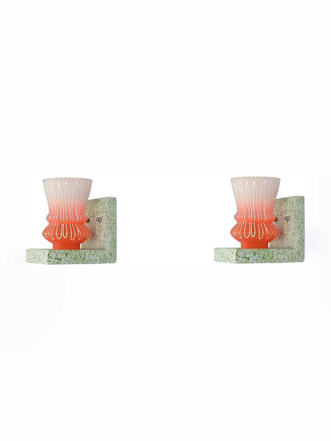 

Afast White & Orange 2 Pieces Printed Abstract Shaped Glass Wall Lamp