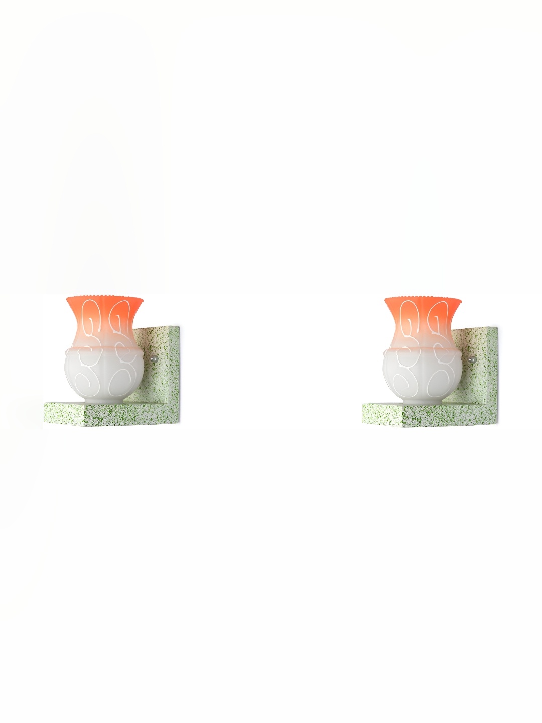 

Afast White & Orange 2 Pieces Printed Bell Shaped Glass Wall Lamp