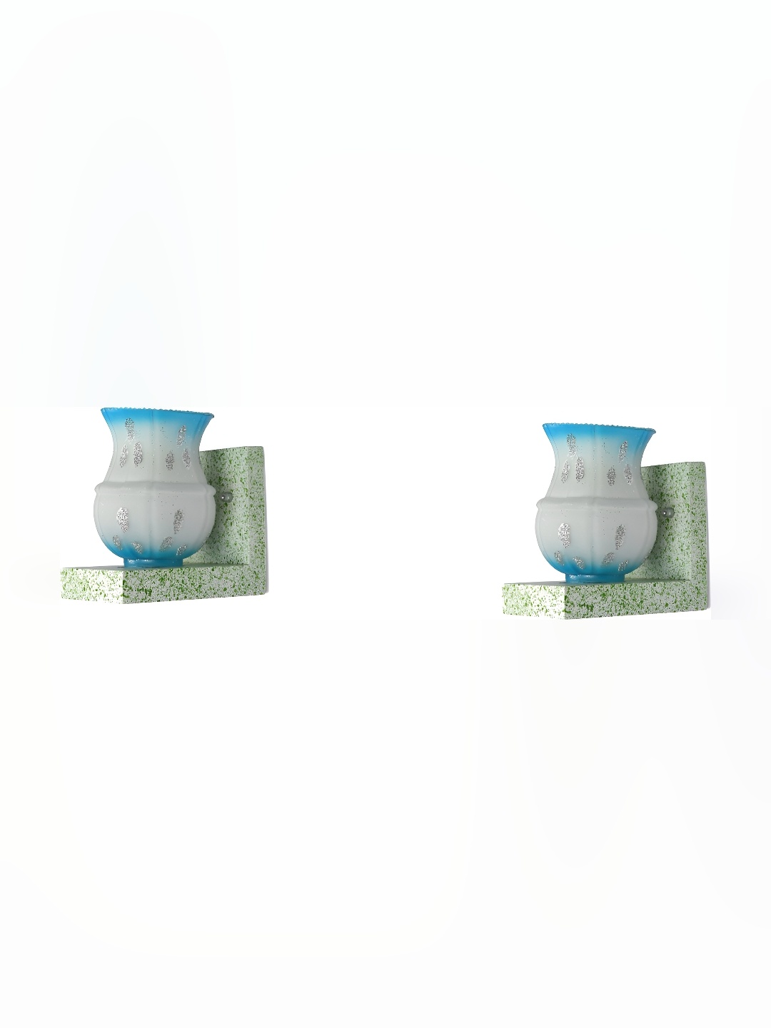 

Afast White & Blue 2 Pieces Printed Bell Shaped Glass Wall Lamp