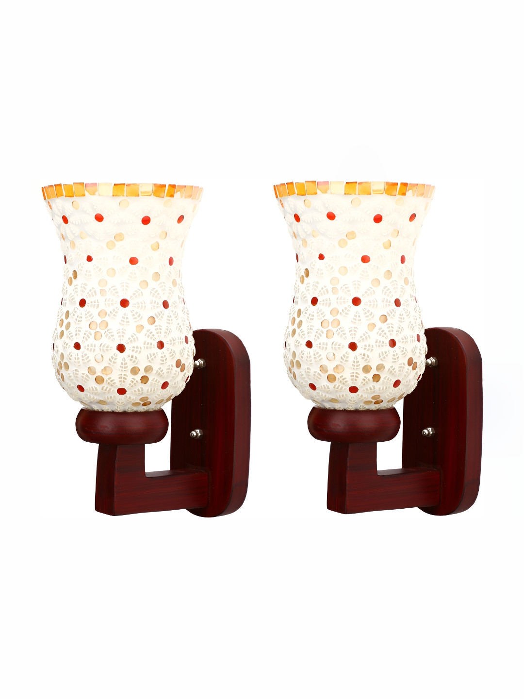 

Afast White 2 Pieces Printed Glass Wall Lamps