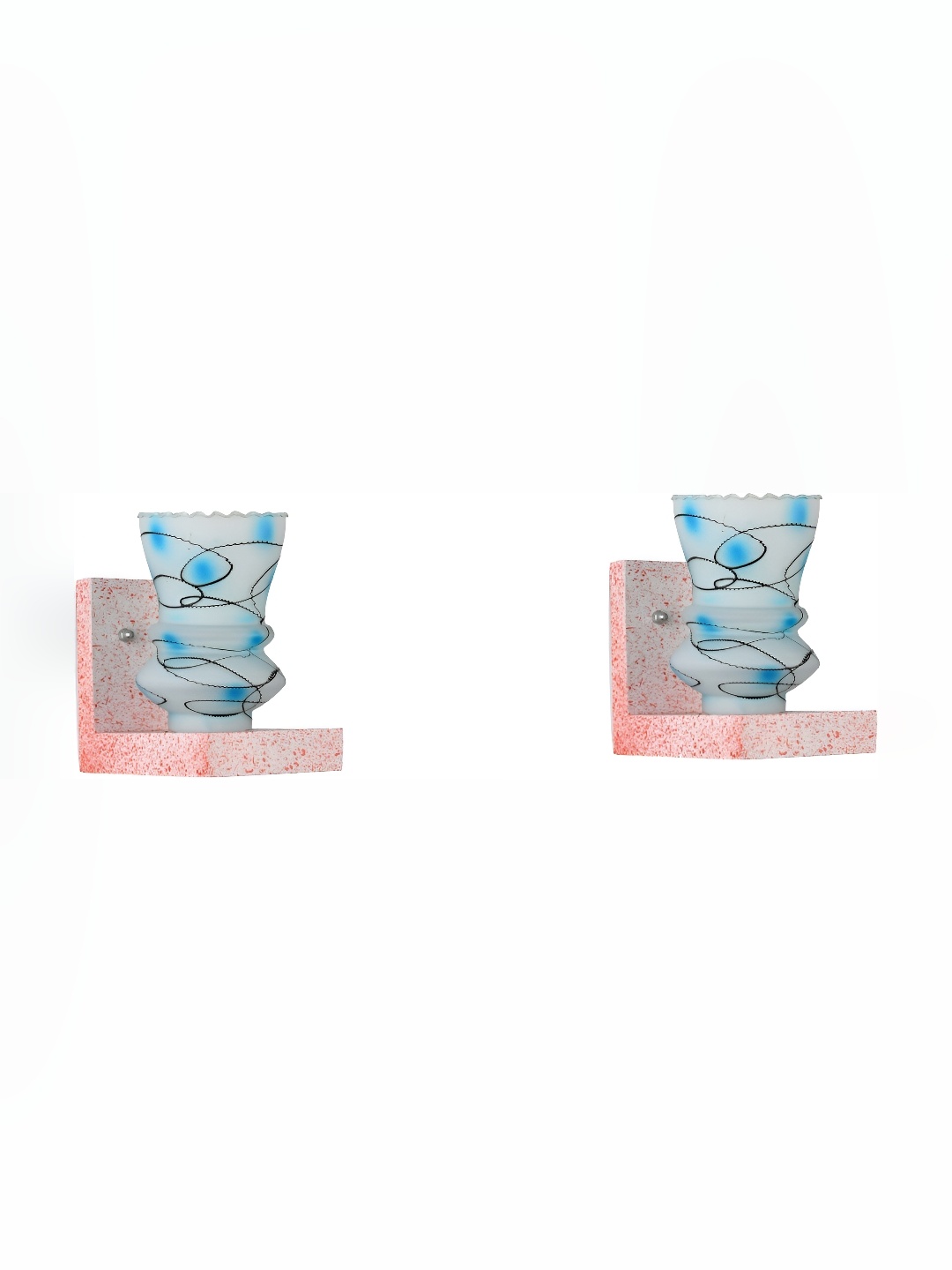 

Afast White & Blue 2 Pieces Printed Glass Wall Lamps