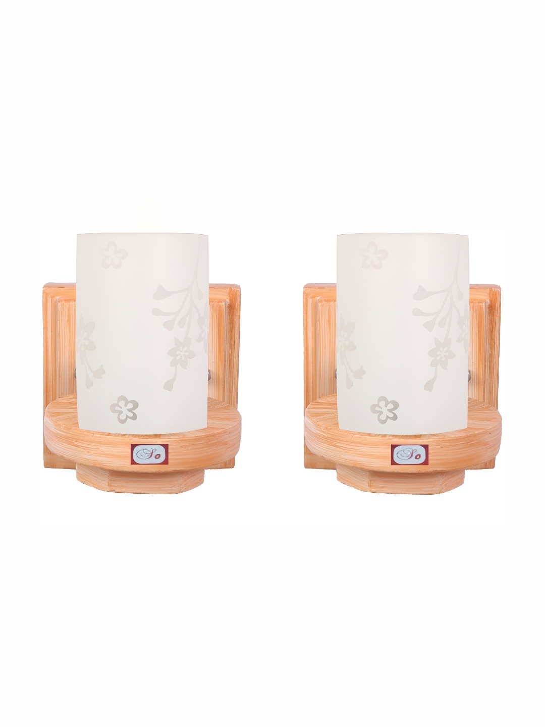 

Afast White 2 Pieces Printed Glass Wall Lamps