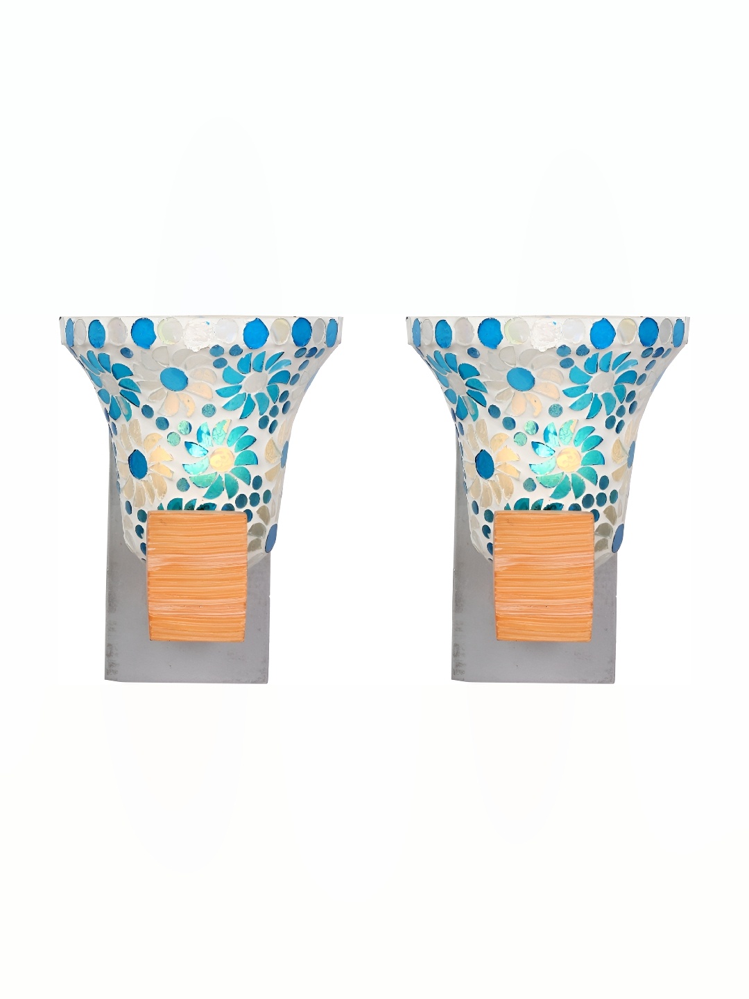 

Afast White & Blue 2 Pieces Printed Glass Wall Lamps