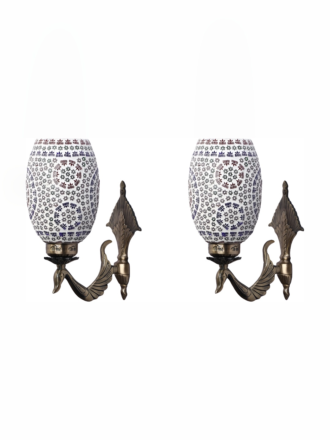 

Afast White 2 Pieces Printed Glass Wall Lamps