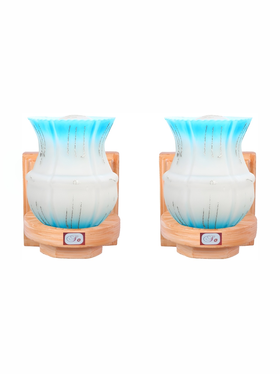 

Afast White & Blue 2 Pieces Colourblocked Glass Wall Lamps