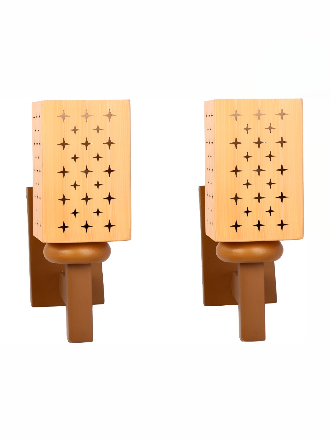

Afast Beige & Brown 2 Pieces Textured Cylinderical Shaped Contemporary Wooden Wall Lamps