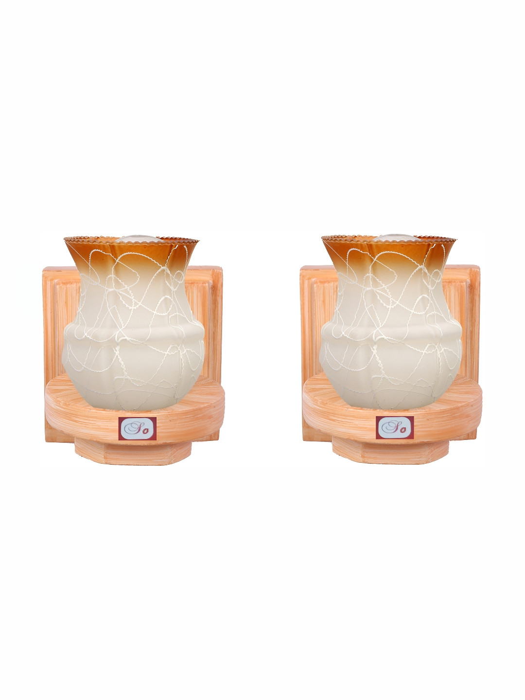

Afast White & Brown 2 Pieces Printed Abstract Shaped Contemporary Glass Wall Lamps