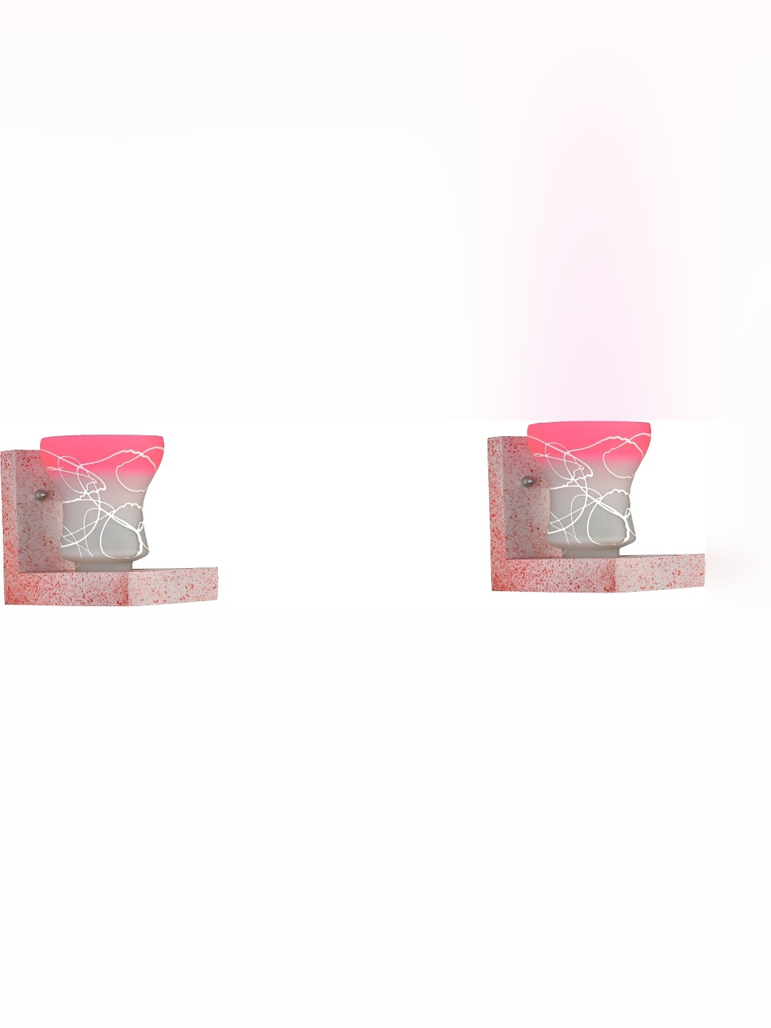 

Afast White & Pink 2 Pieces Printed Abstract Shaped Contemporary Glass Wall Lamps