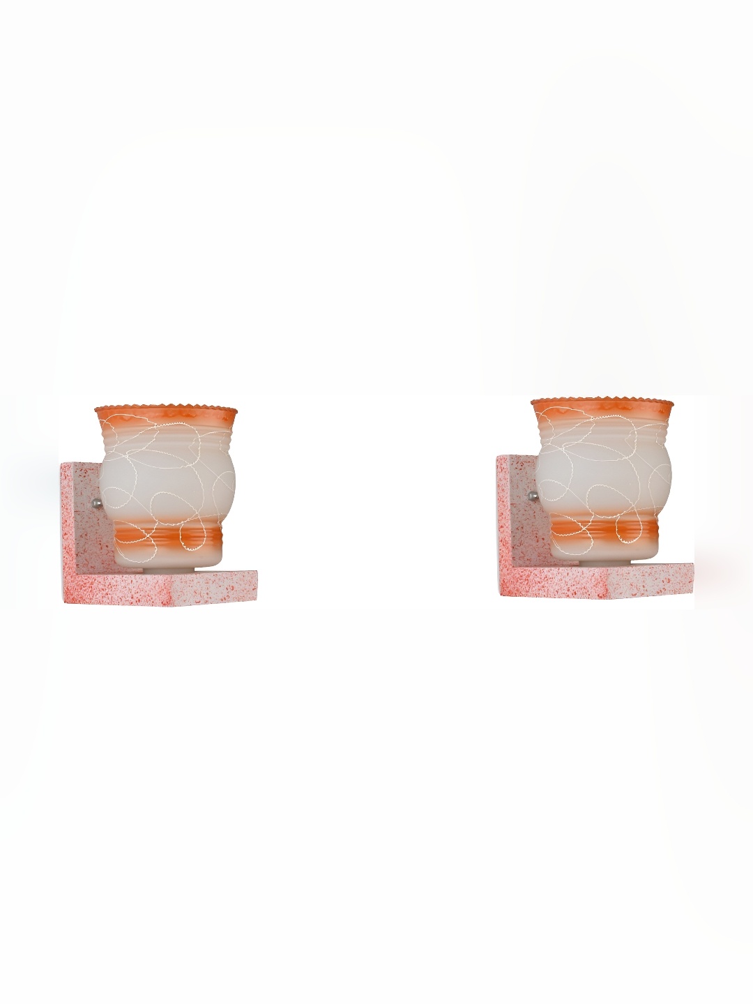 

Afast White & Orange 2 Pieces Printed Abstract Shaped Contemporary Glass Wall Lamps