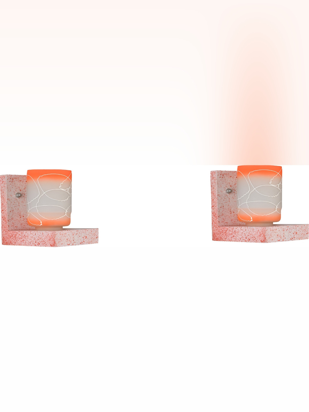 

Afast White & Orange 2 Pieces Printed Abstract Shaped Contemporary Glass Wall Lamps