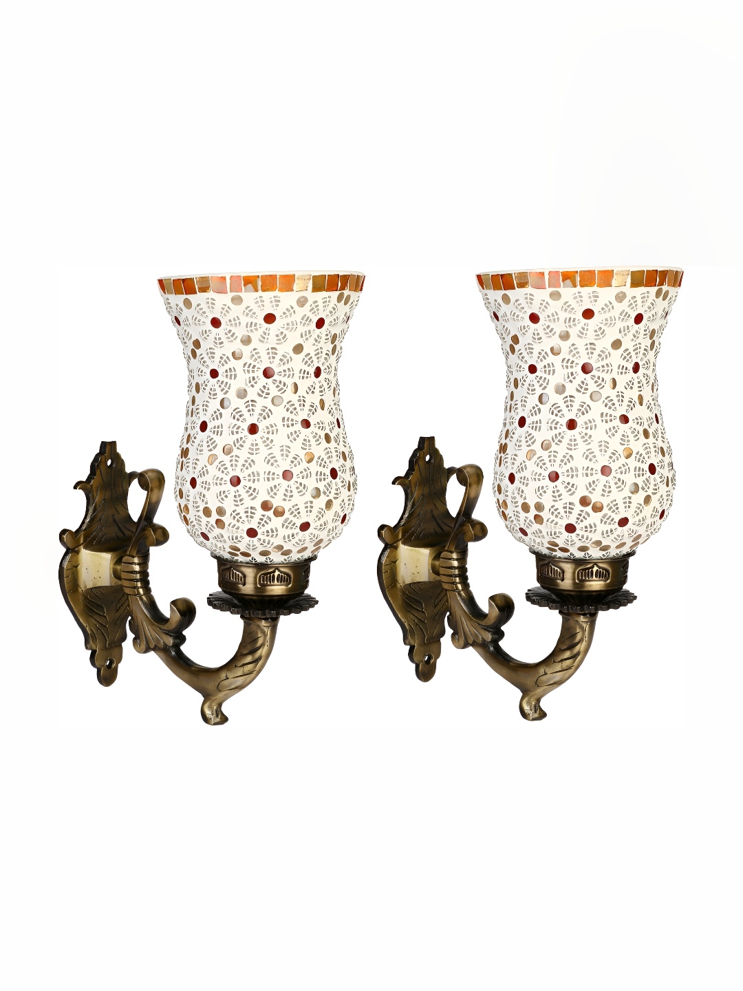 

Afast White & Brown 2 Pieces Textured Abstract Shaped Contemporary Glass Wall Lamps