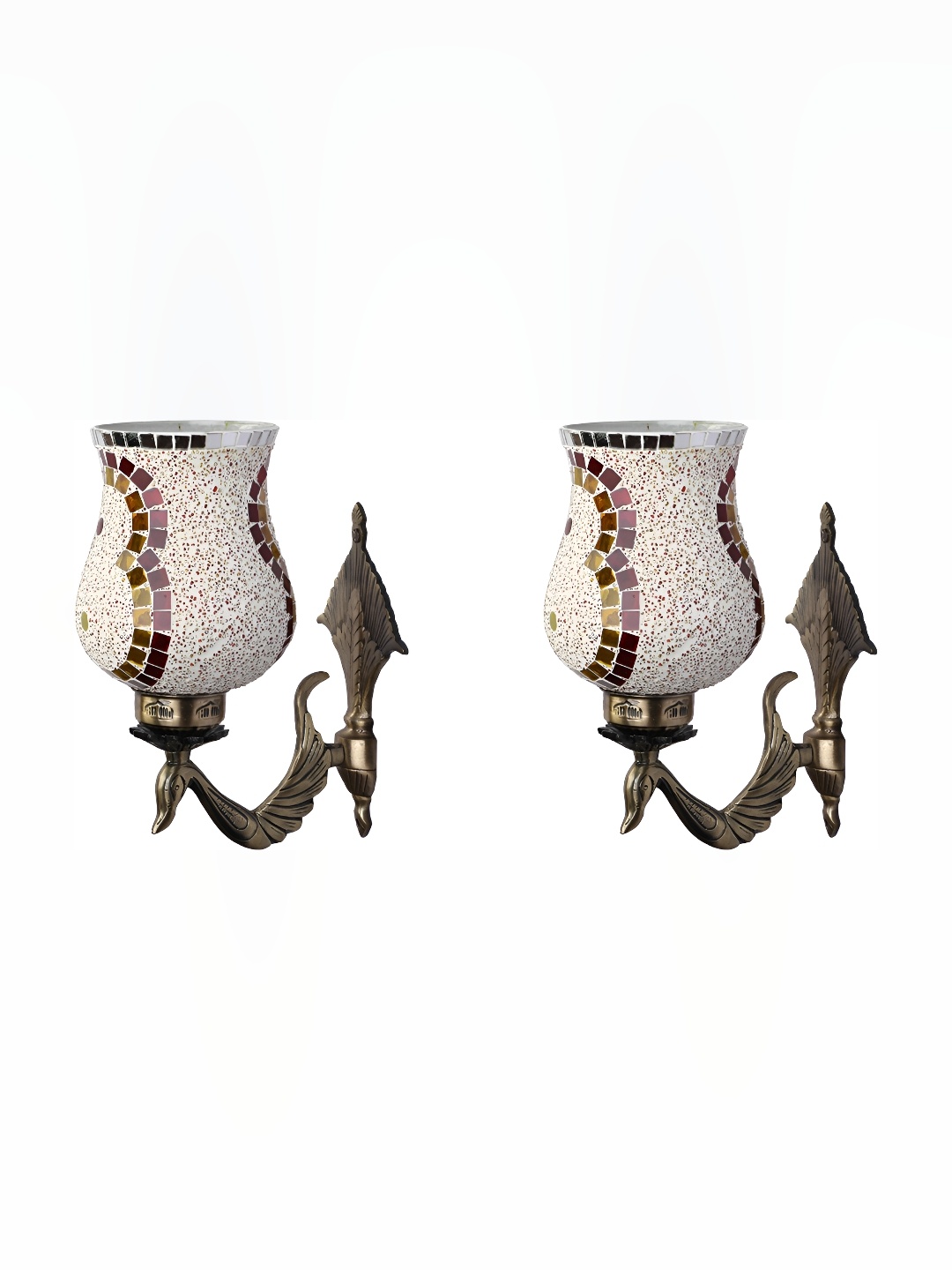 

Afast White & Blue 2 Pieces Textured Abstract Shaped Contemporary Glass Wall Lamps