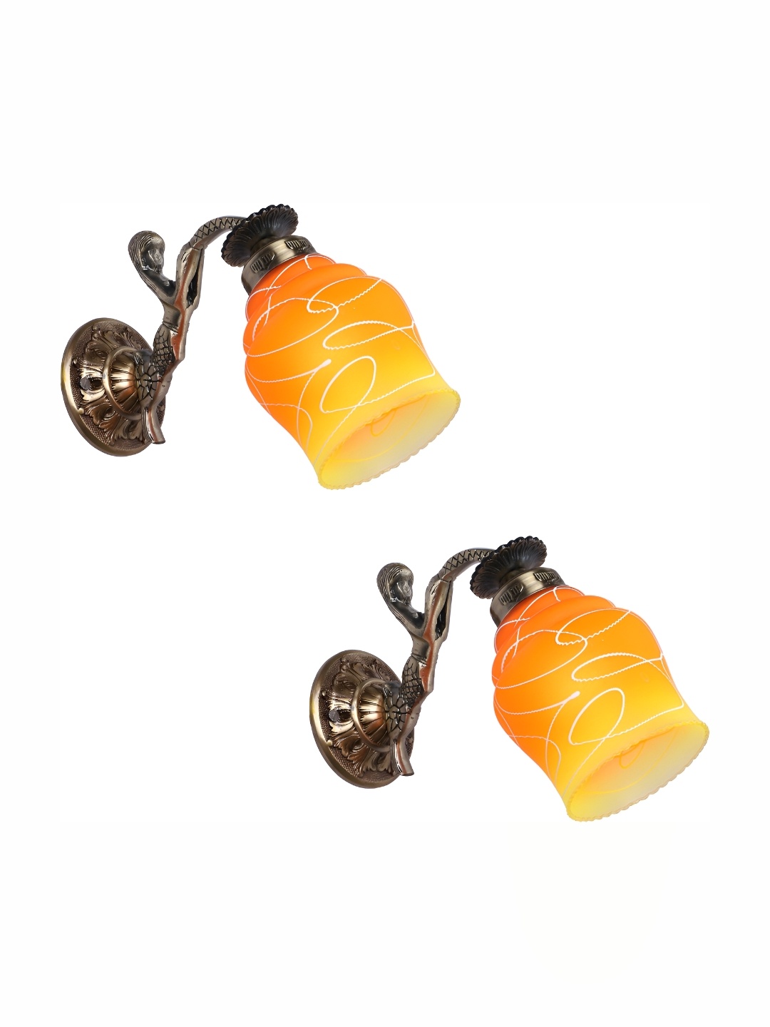 

Afast White & Orange 2 Pieces Printed Abstract Shaped Contemporary Glass Wall Lamps