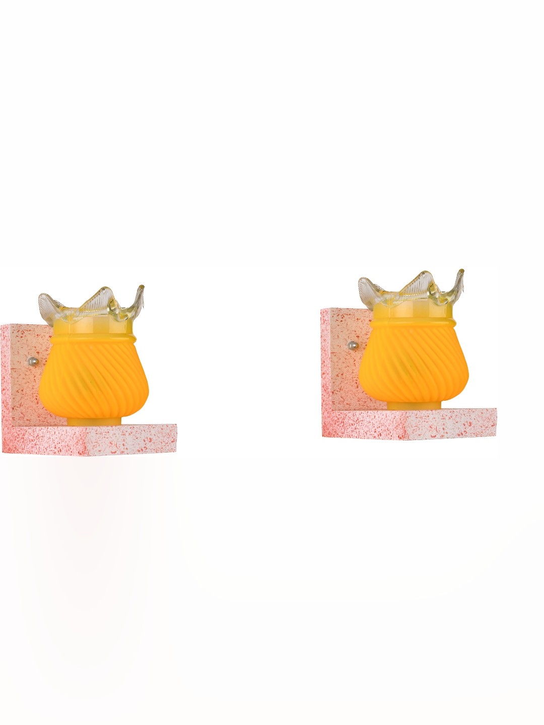

Afast Yellow 2 Pieces Textured Abstract Shaped Contemporary Glass Wall Lamps
