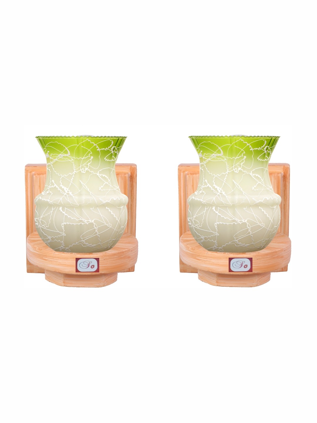 

Afast White & Green 2 Pieces Printed Abstract Shaped Contemporary Glass Wall Lamps
