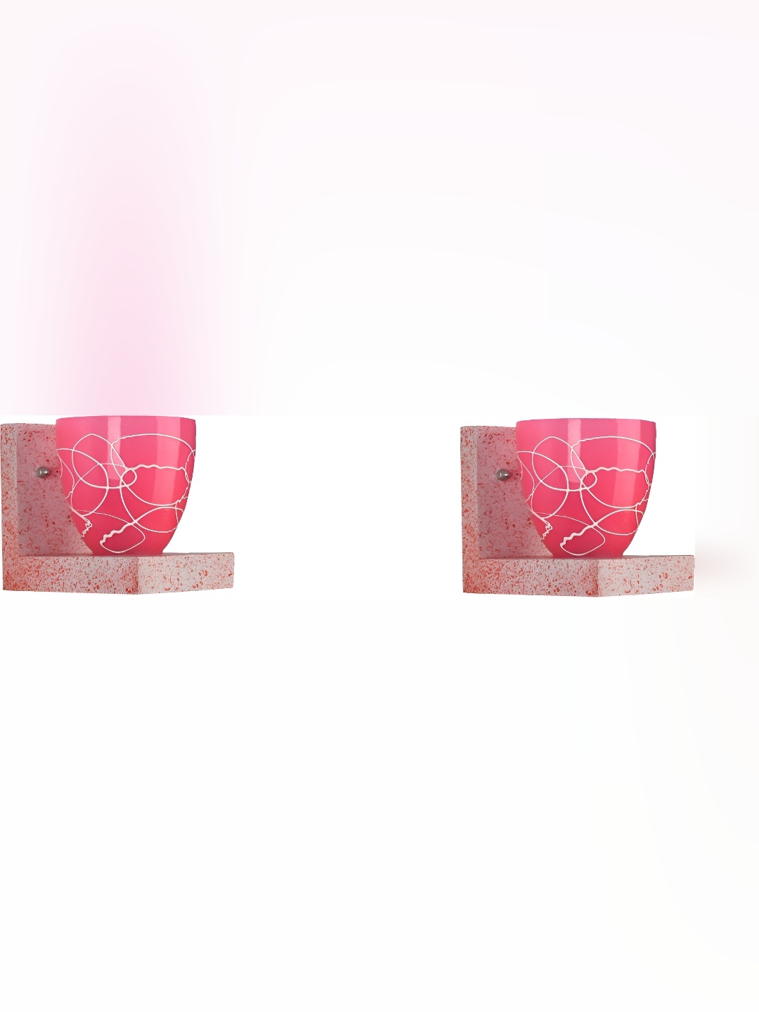 

Afast Pink 2 Pieces Printed Abstract Shaped Contemporary Glass Wall Lamps