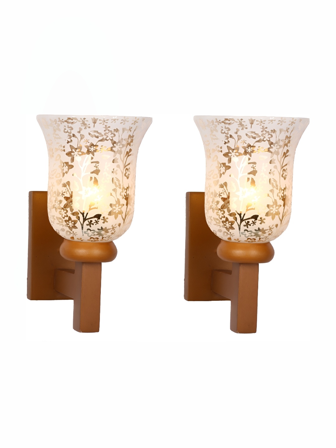 

Afast White & Gold-Toned 2 Pieces Printed Abstract Shaped Contemporary Glass Wall Lamps