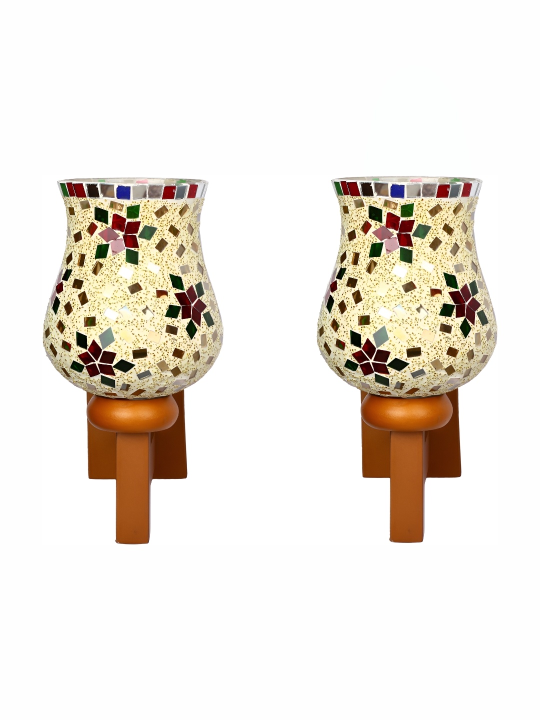 

Afast Cream & Red 2 Pieces Textured Abstract Shaped Contemporary Glass Wall Lamps