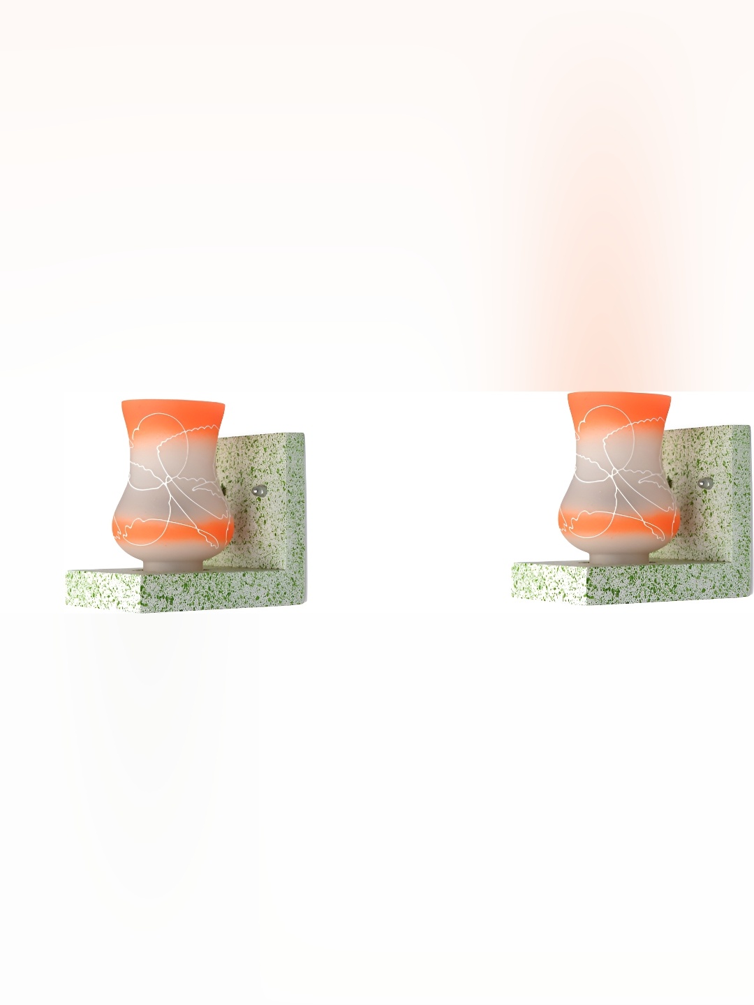

Afast White & Orange 2 Pieces Printed Abstract Shaped Contemporary Glass Wall Lamps