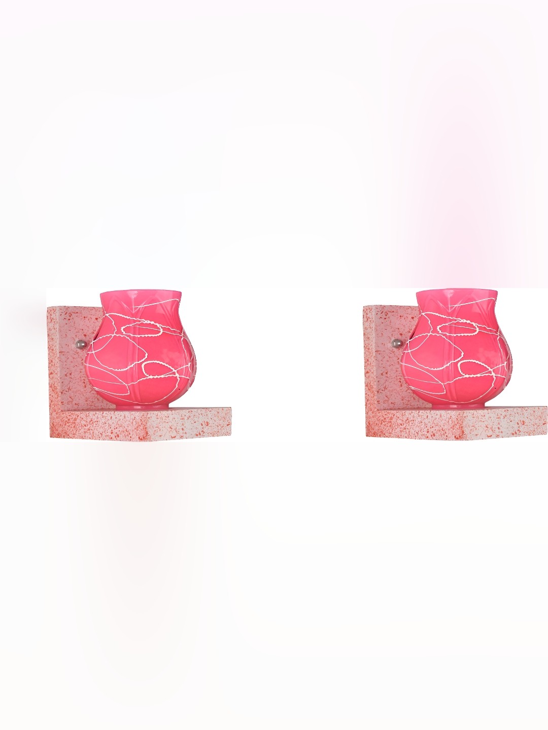 

Afast White & Pink 2 Pieces Printed Abstract Shaped Contemporary Glass Wall Lamps