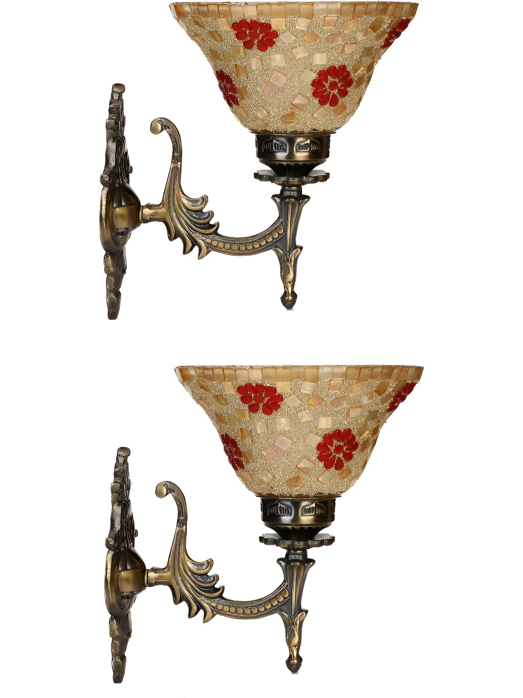 

Afast Beige & Red 2 Pieces Printed Abstract Shaped Contemporary Glass Wall Lamps