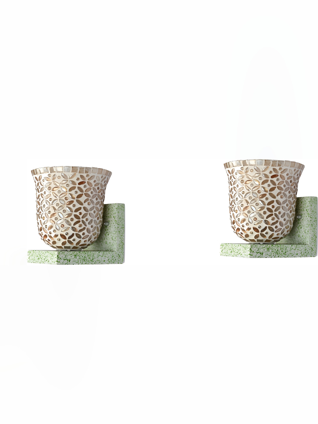 

Afast White & Brown 2 Pieces Textured Abstract Shaped Contemporary Glass Wall Lamps