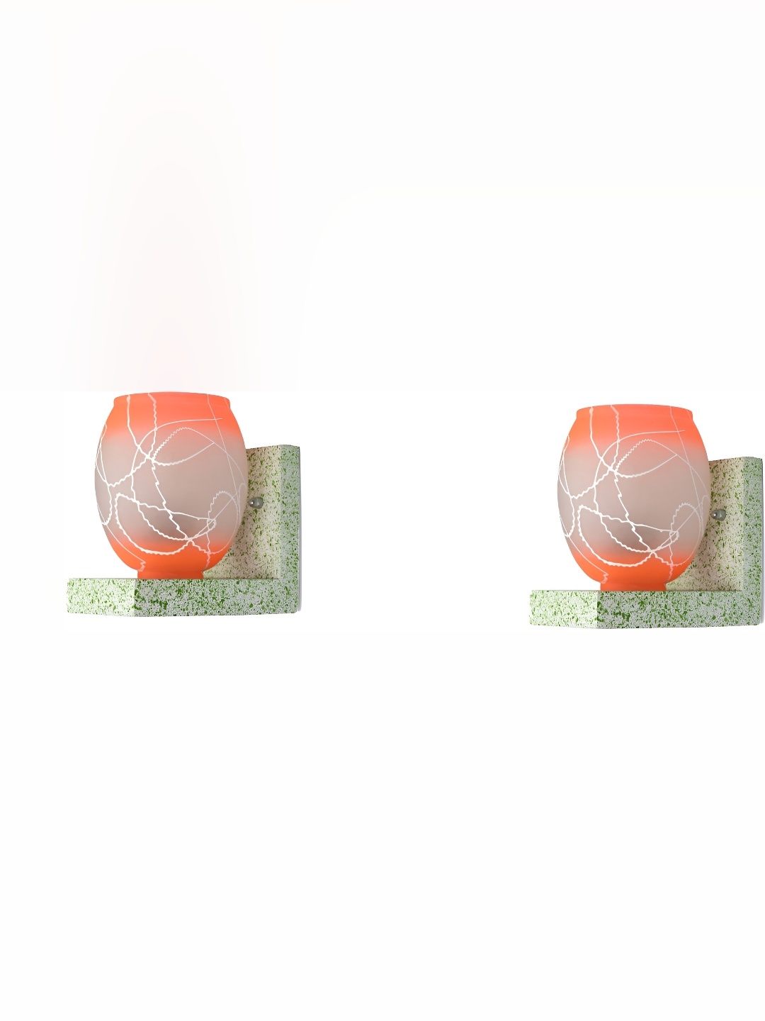 

Afast White & Orange 2 Pieces Printed Abstract Shaped Contemporary Glass Wall Lamps