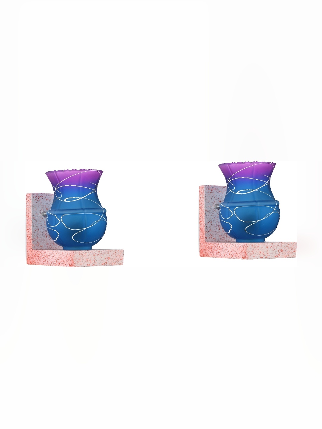 

Afast Purple & Blue 2 Pieces Printed Abstract Shaped Contemporary Glass Wall Lamps