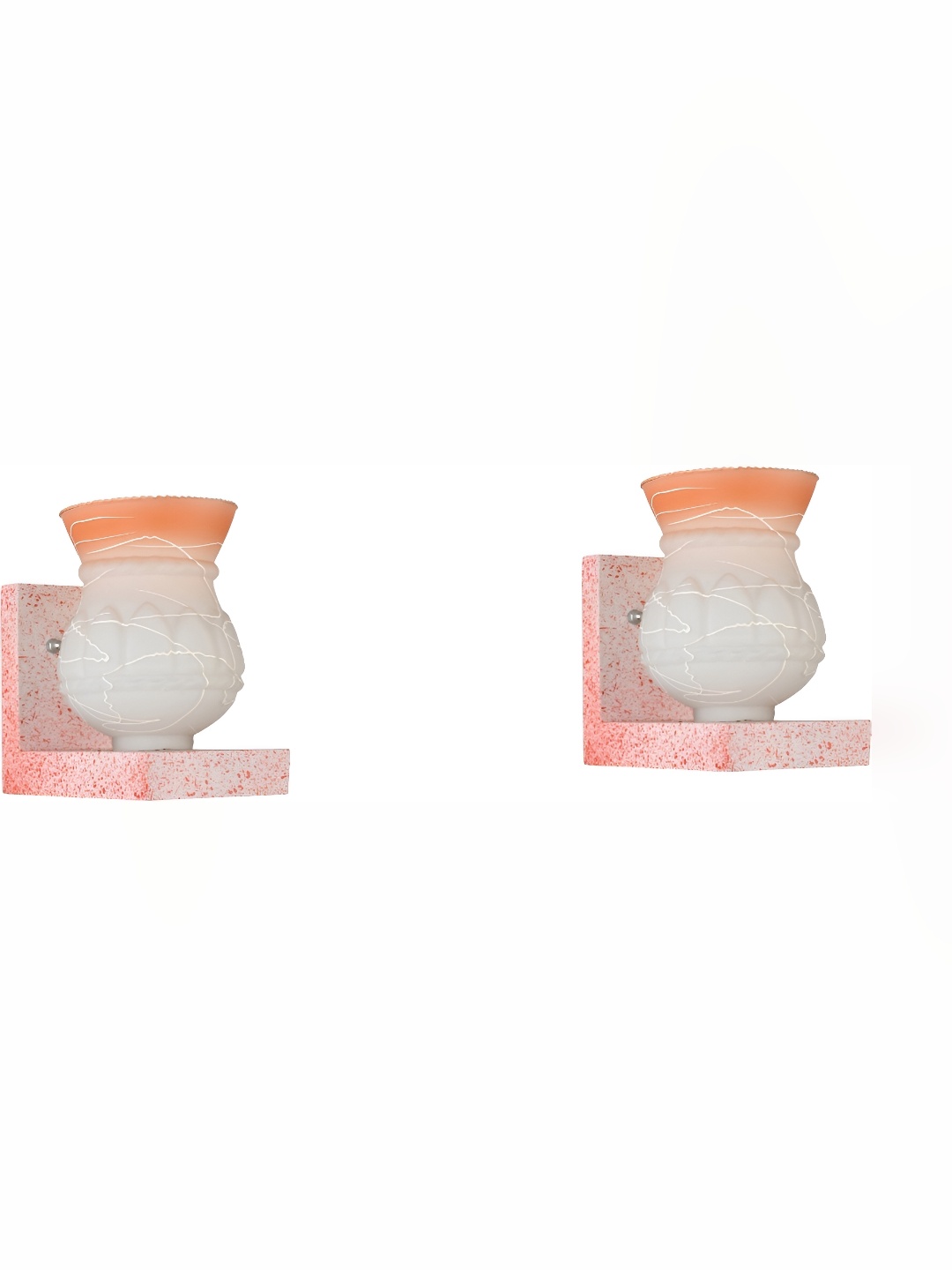 

Afast White & Orange 2 Pieces Printed Abstract Shaped Contemporary Glass Wall Lamps