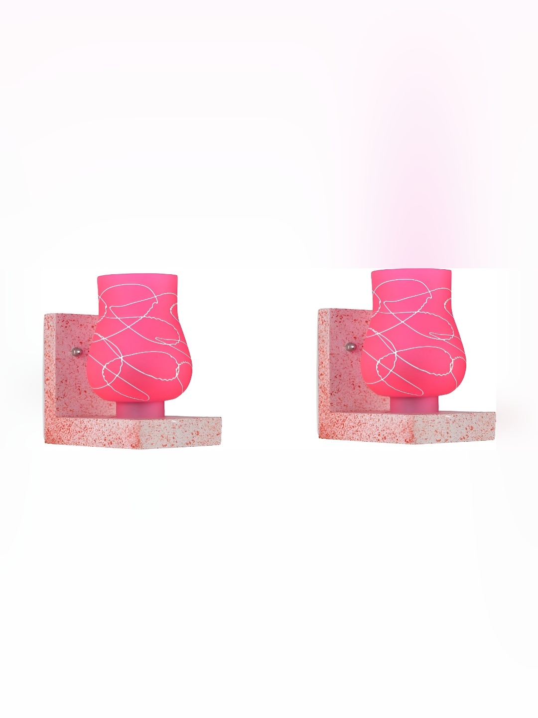 

Afast White & Pink 2 Pieces Printed Abstract Shaped Contemporary Glass Wall Lamps