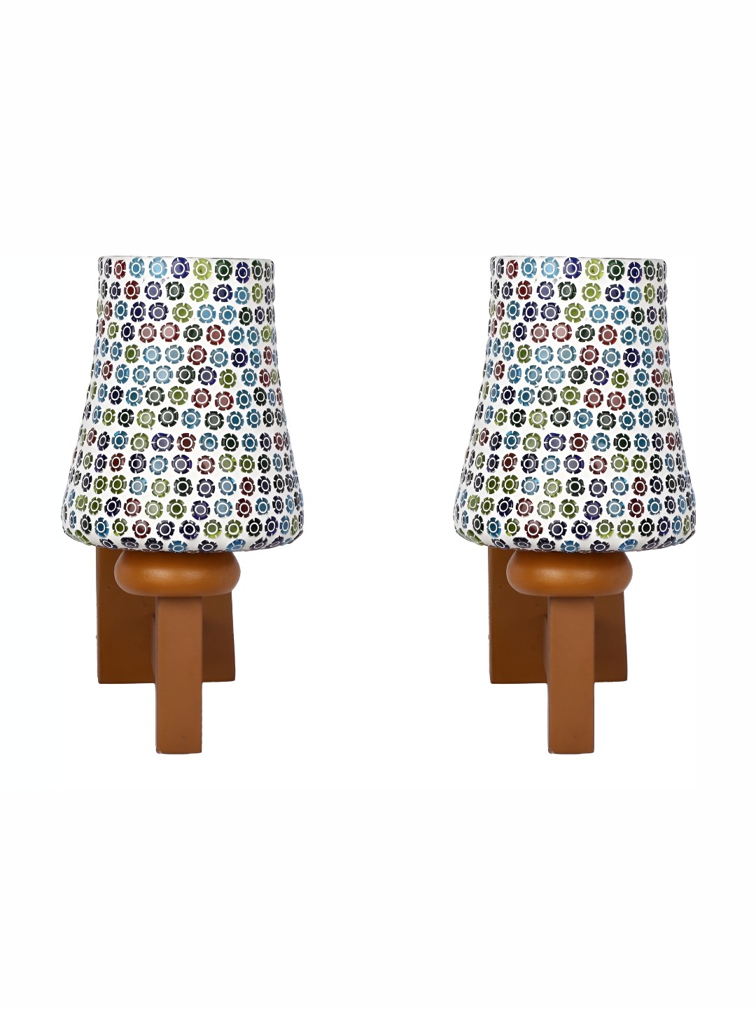 

Afast White & Blue 2 Pieces Textured Abstract Shaped Contemporary Glass Wall Lamps