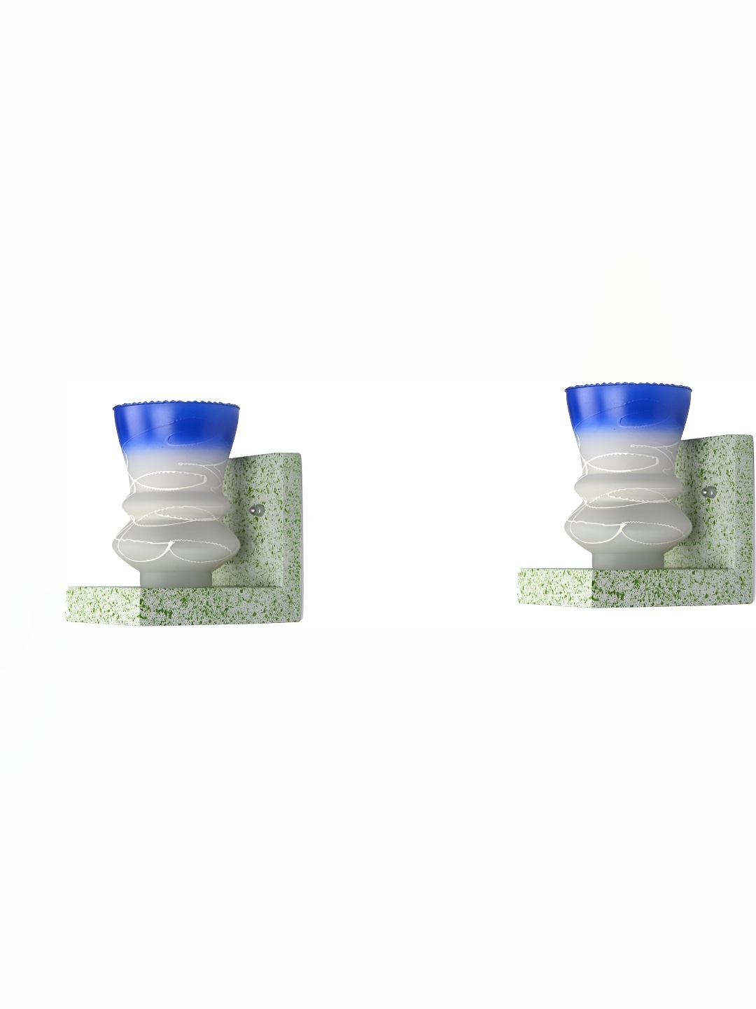 

Afast White & Blue 2 Pieces Printed Abstract Shaped Contemporary Glass Wall Lamps