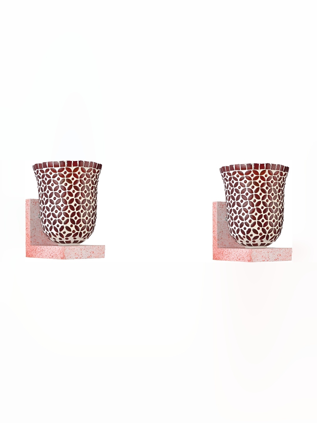 

Afast White & Brown 2 Pieces Textured Abstract Shaped Glass Contemporary Wall Lamps