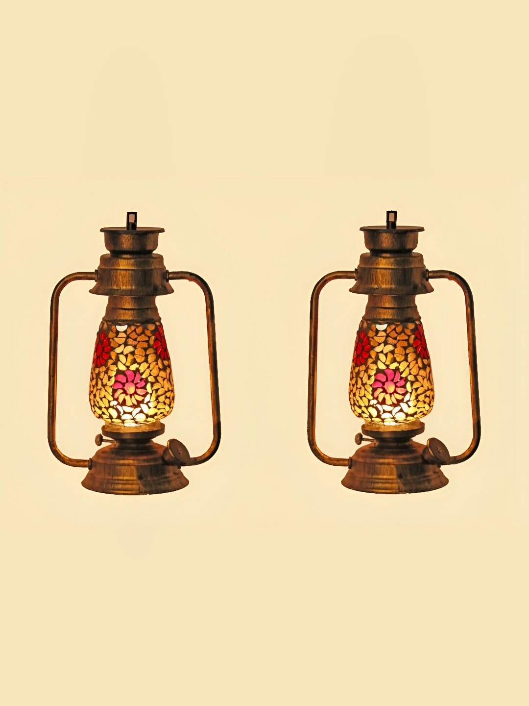 

Afast Grey & Pink 2 Pieces Lantern Shaped Glass Wall Lamp