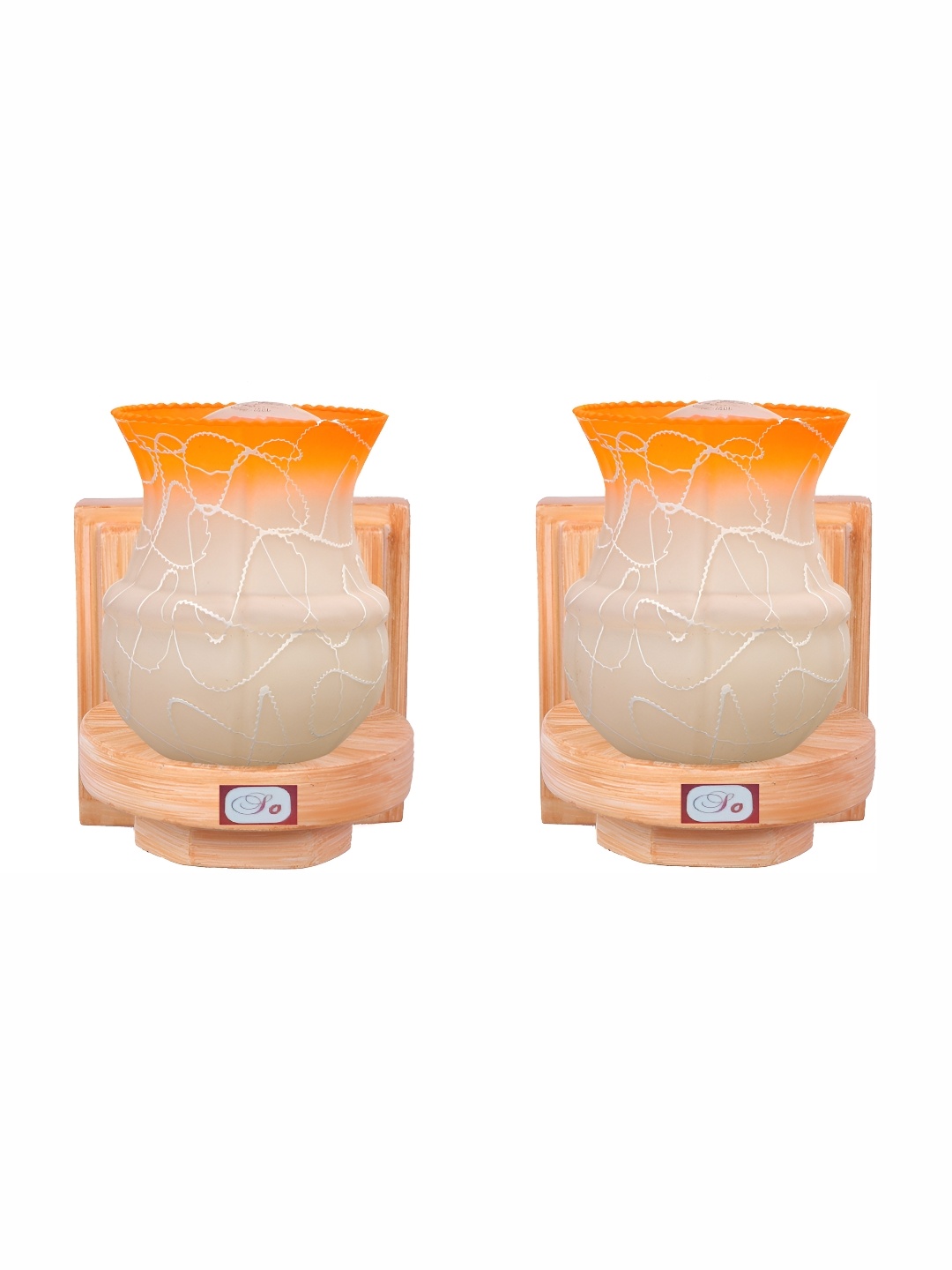 

Afast White & Orange 2 Pieces Bell Shaped Glass Wall Lamps