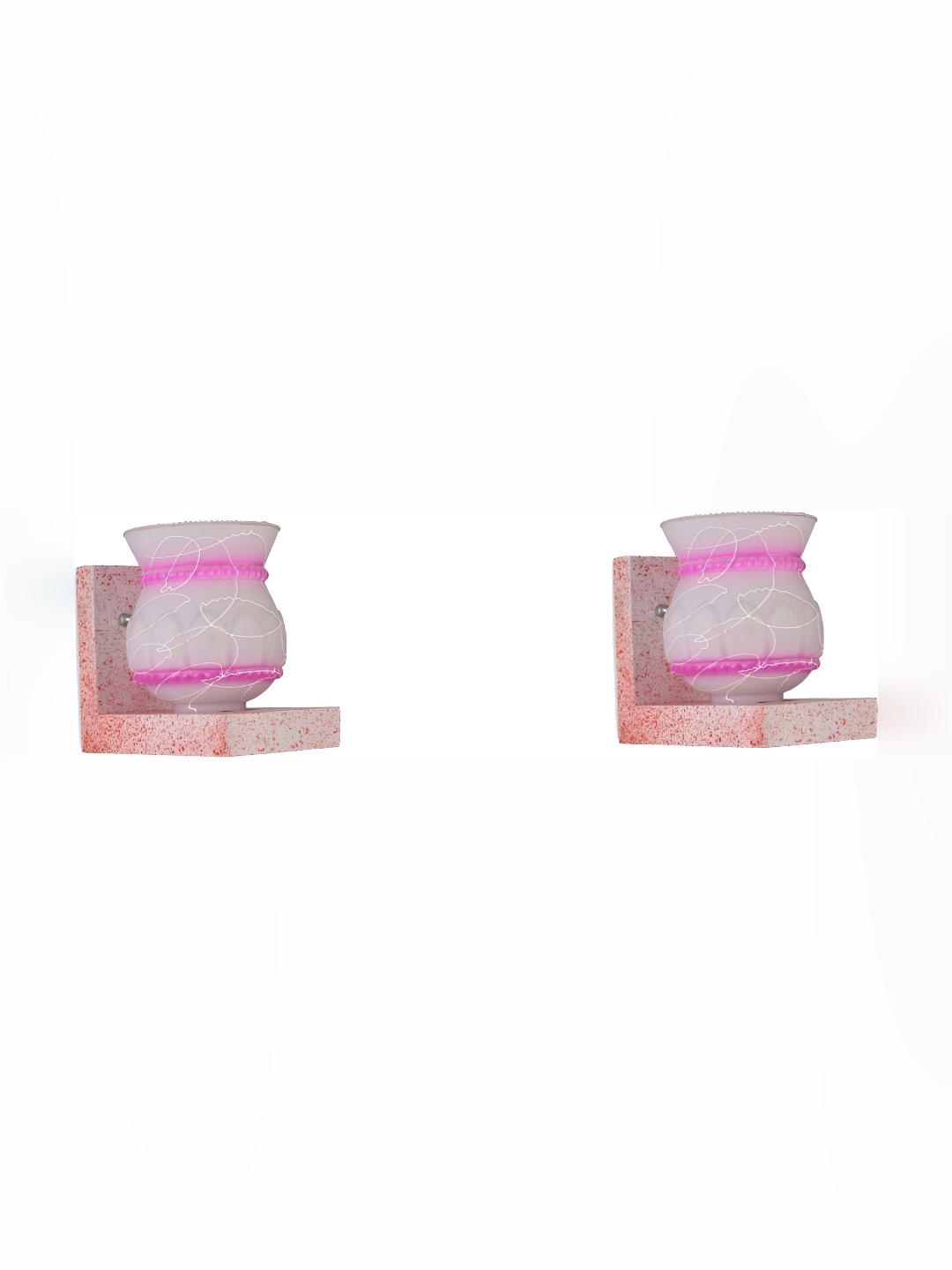 

Afast White & Pink 2 Pieces Bell Shaped Glass Wall Lamps