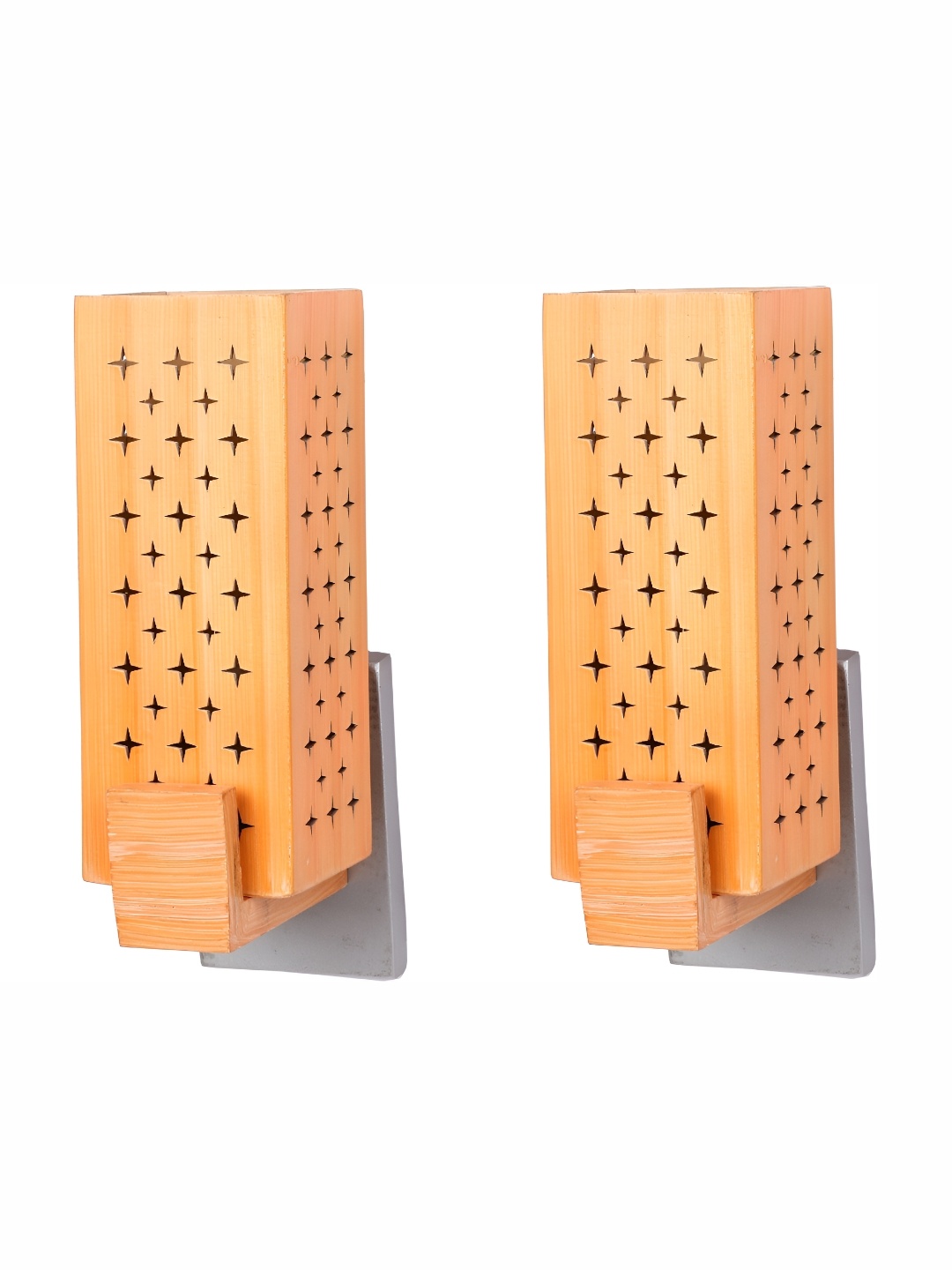 

Afast Yellow 2 Pieces Rectangular Wooden Wall Lamps