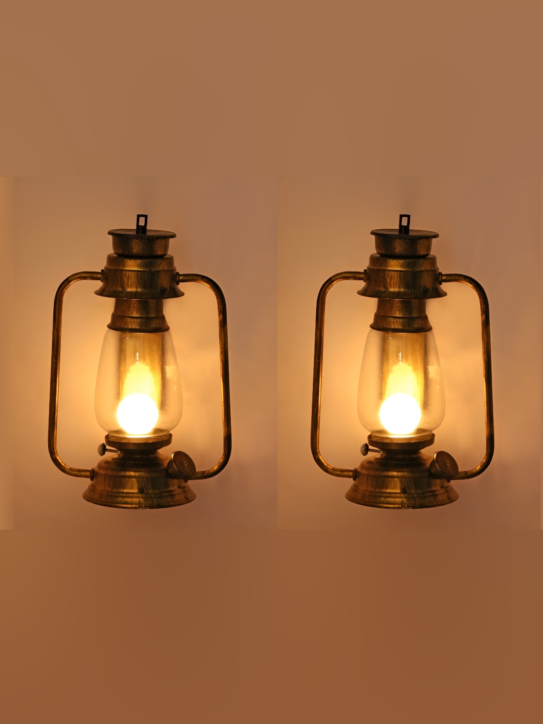 

Afast Transparent 2 Pieces Lantern Shape Glass Wall Lamp