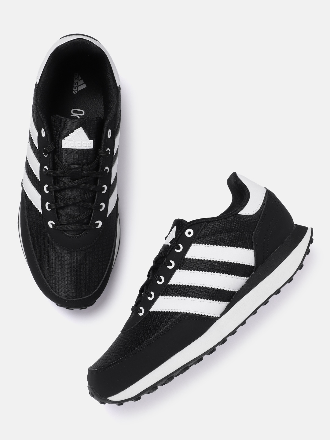 

ADIDAS Men Woven Design Round-Toe 90s Cut-Legacy Running Shoes with Striped Detail, Black