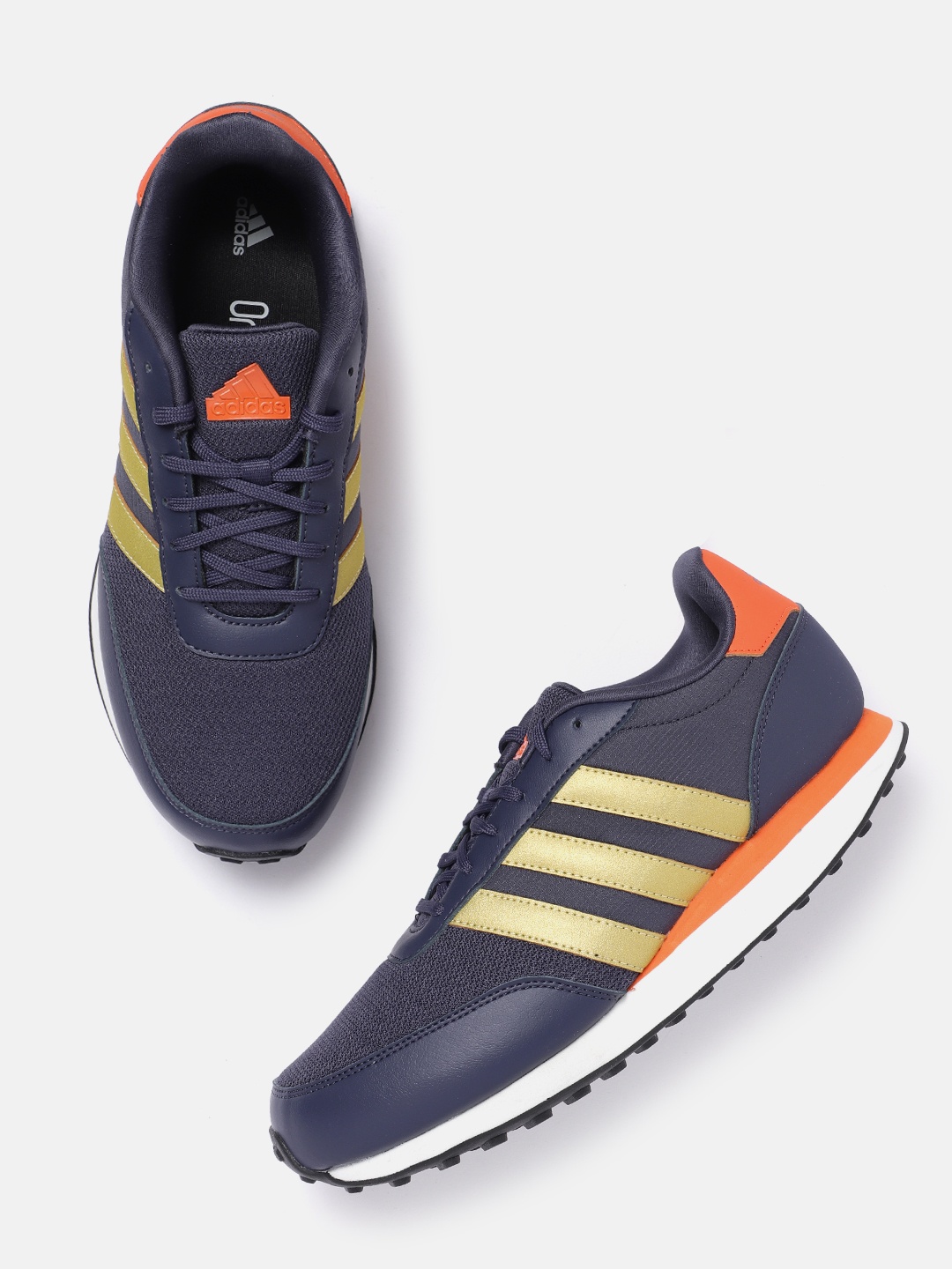 

ADIDAS Men Woven Design Round-Toe 90S CUT PRO Running Shoes with Striped Detail, Navy blue