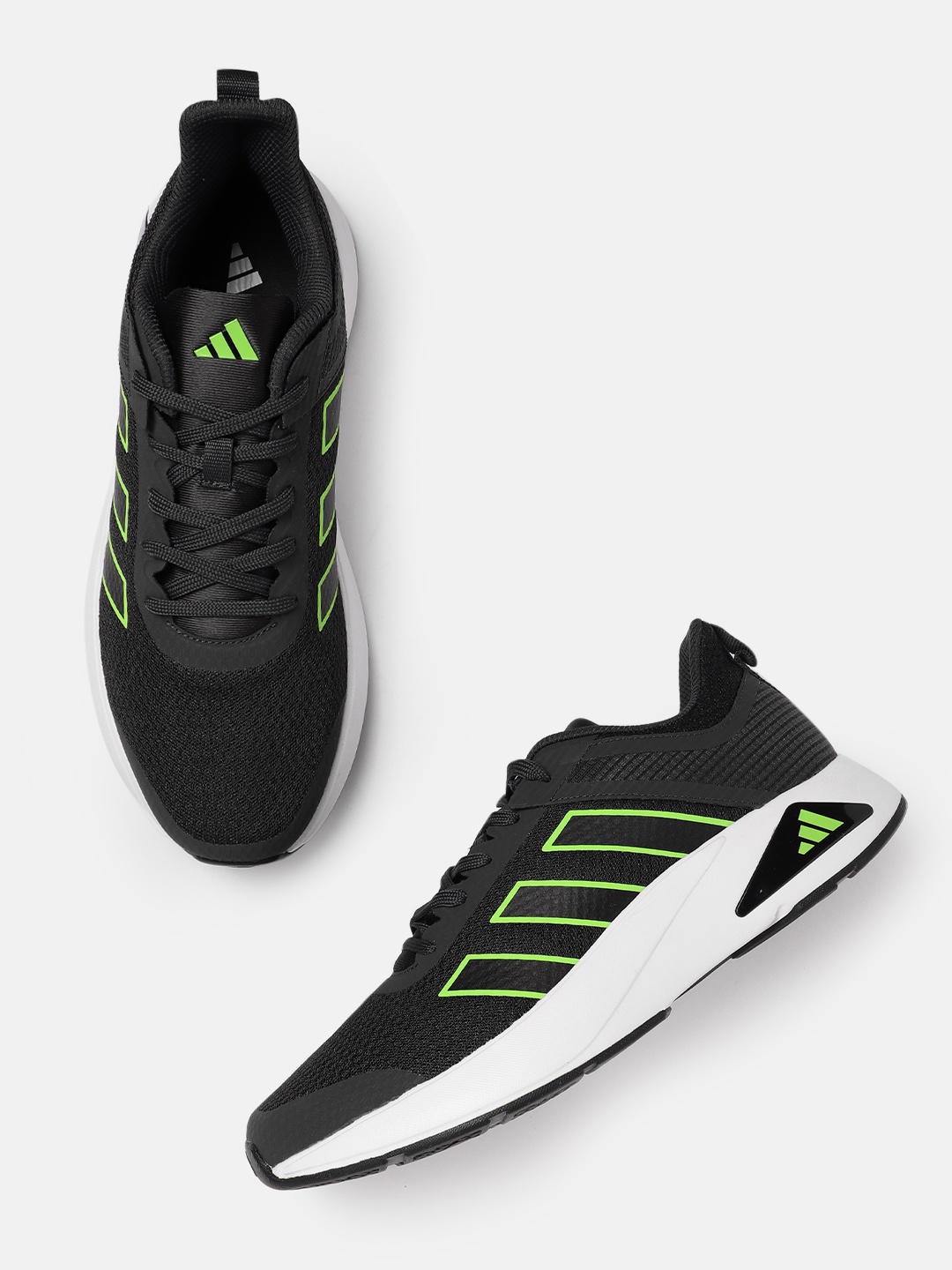 

ADIDAS Men Woven Design Round-Toe Adimove Running Shoes with Striped Detail, Grey