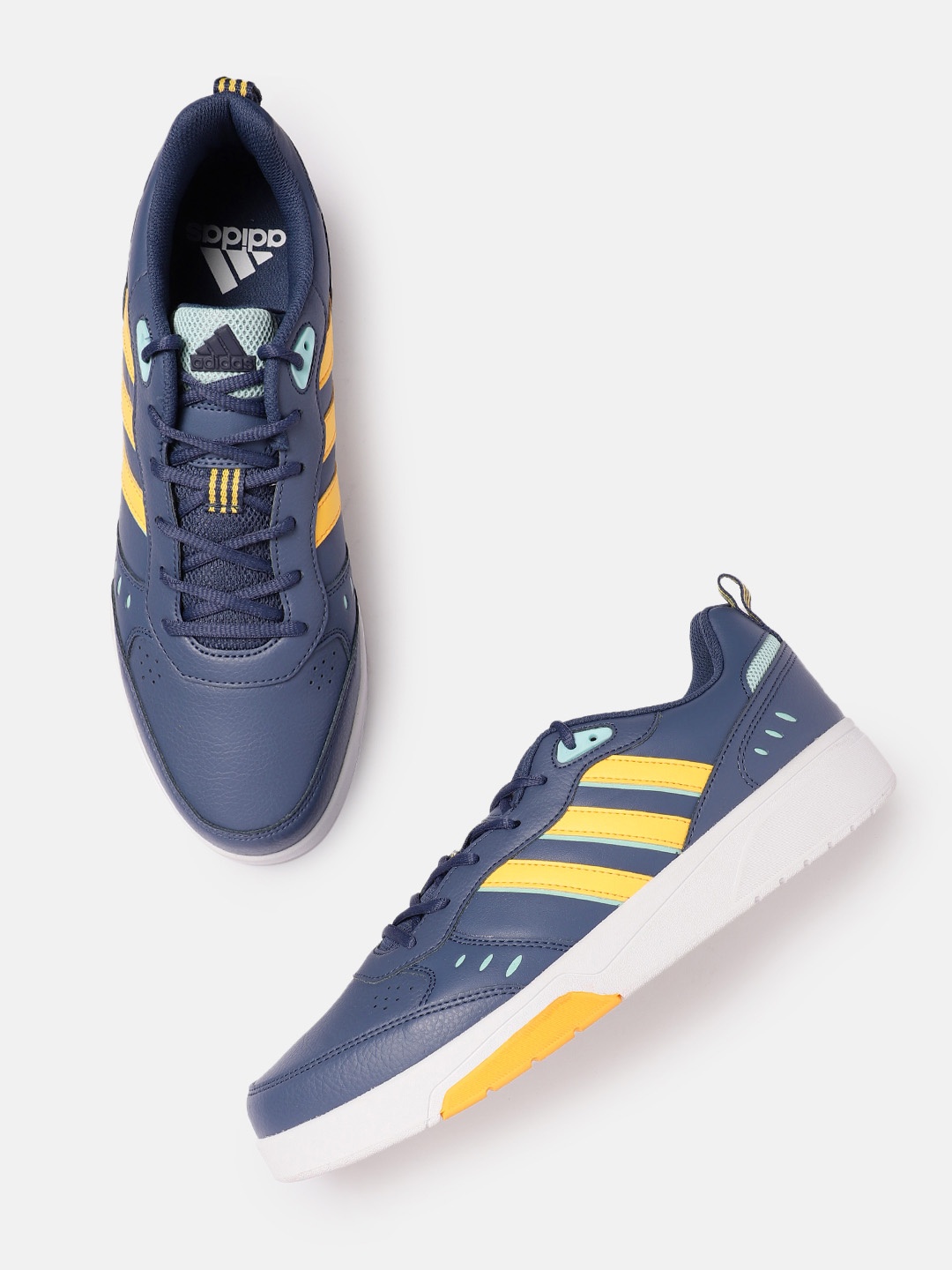

ADIDAS Men Striped Detail Round-Toe SMPHNY Tennis Shoes, Navy blue