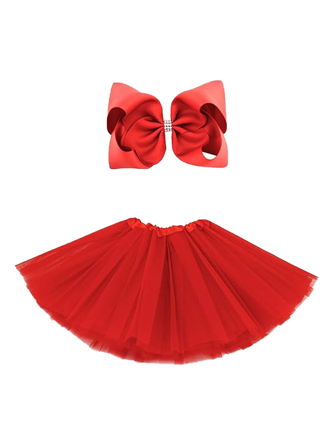 

TILISM Girls Flared Skirt With Bow, Red