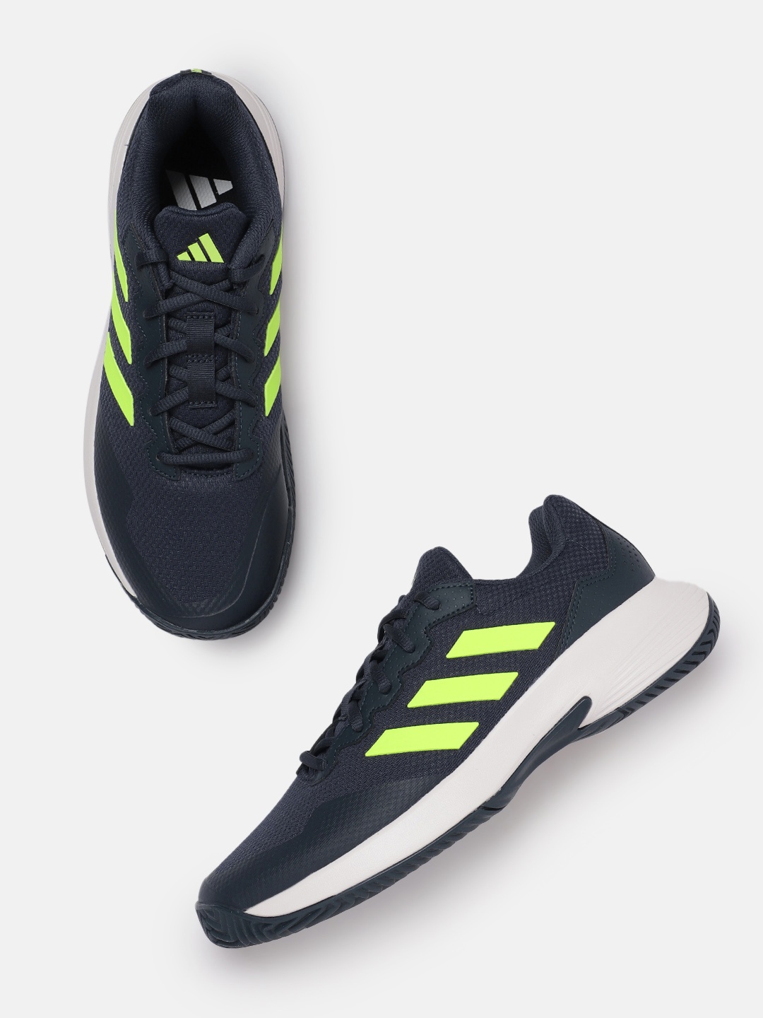 

ADIDAS Men Woven Design GameCourt 2 Tennis Shoes, Navy blue